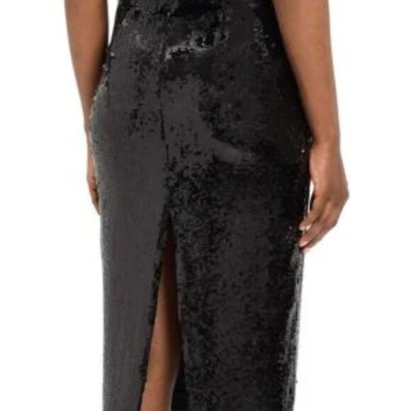 Theory Black Fluid Sequin Midi High Slit Skirt | Size 10 | NWT - Picture 2 of 5